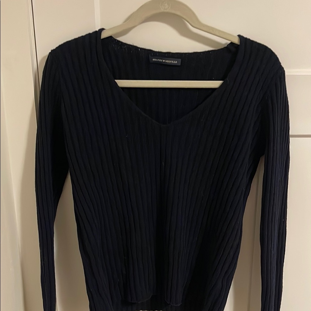 Brandy Melville Ribbed V-Neck Sweater